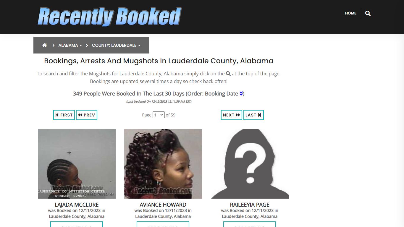 Bookings, Arrests and Mugshots in Lauderdale County, Alabama